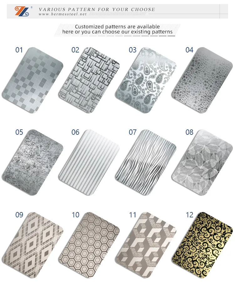 201 304 Mirror Etching Stainless Steel Panel for Hall Decoration