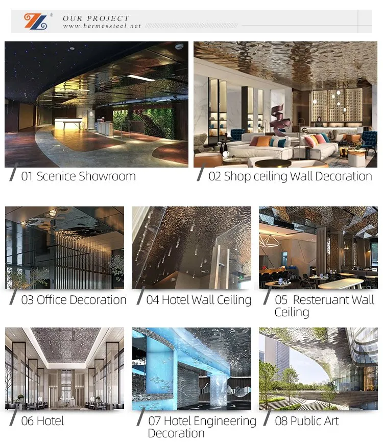 201 304 Mirror Etching Stainless Steel Panel for Hall Decoration