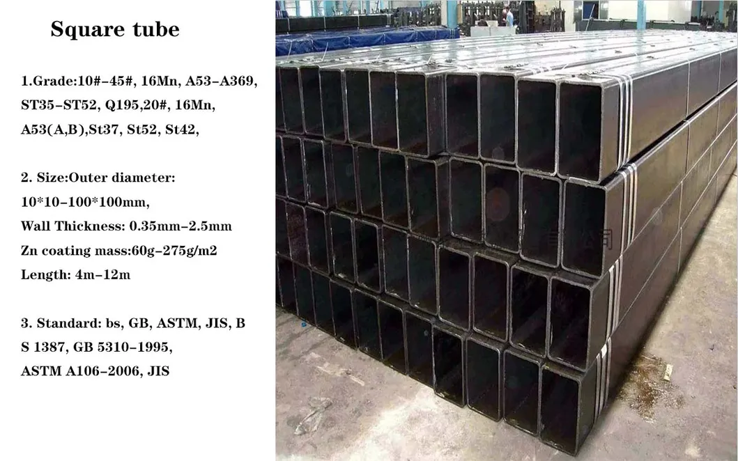 50*25*1.6mm Black Rectangular Steel Tubing for Africa