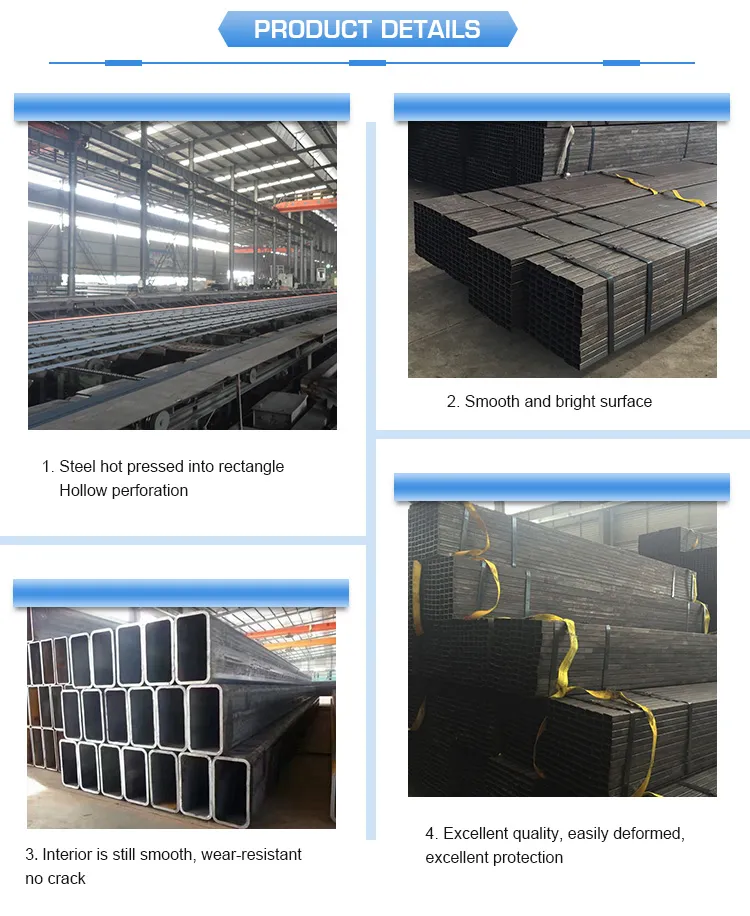 50*25*1.6mm Black Rectangular Steel Tubing for Africa