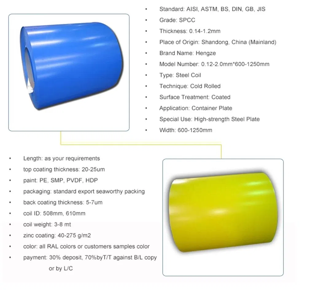 Building Material Prepainted Steel Coil/PPGI Coil/Color Coated Steel Coil for Sandwich Panel