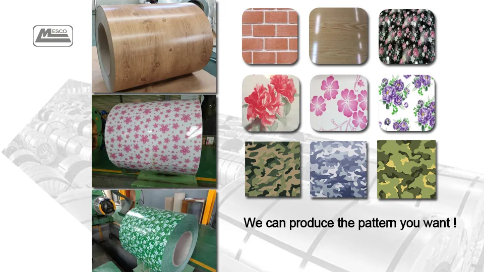 Color Coated Flowered Patten Galvanized Steel Coils Steel Sheets PPGI Wooden Steel