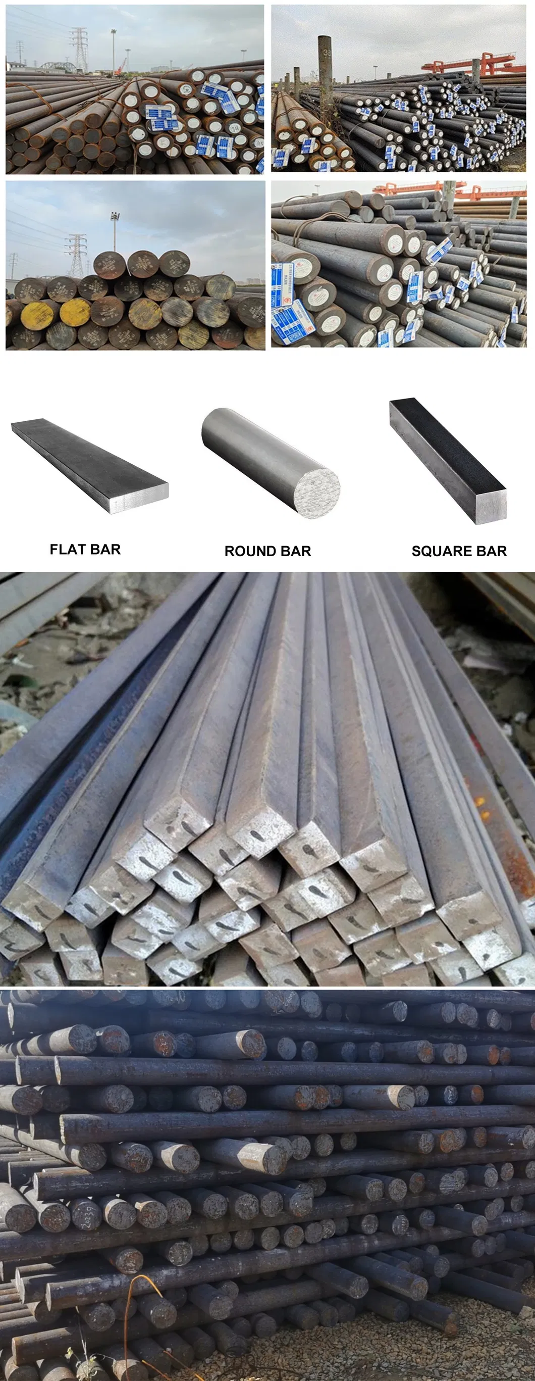 Liange Q235/Q345/1045/1060/1050 Hot Rolled Alloy Carbon Round Steel Rod Bar in Customized Sizes