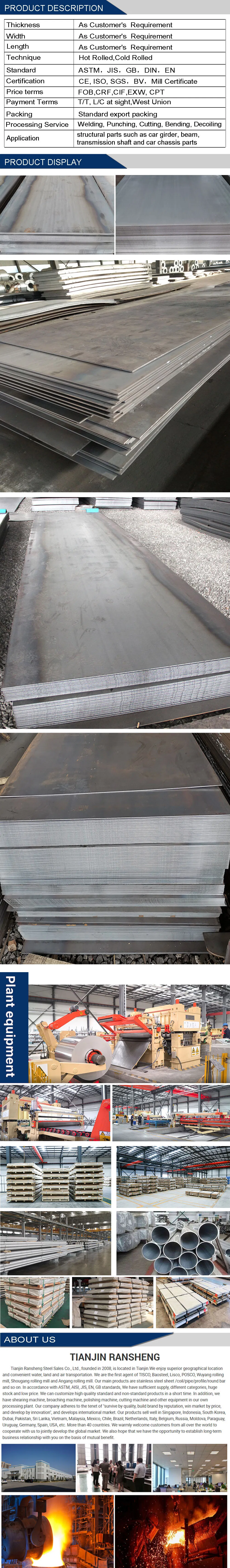 Q420 Q460 Q550 Q690 Q890 Q960 Q1100 Grade High Strength Carbon Steel Plate