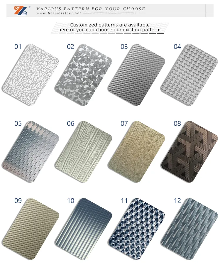 Wall Decorate Embossed Metal Panel 201 304 Stainless Steel Sheet Per Kg Price